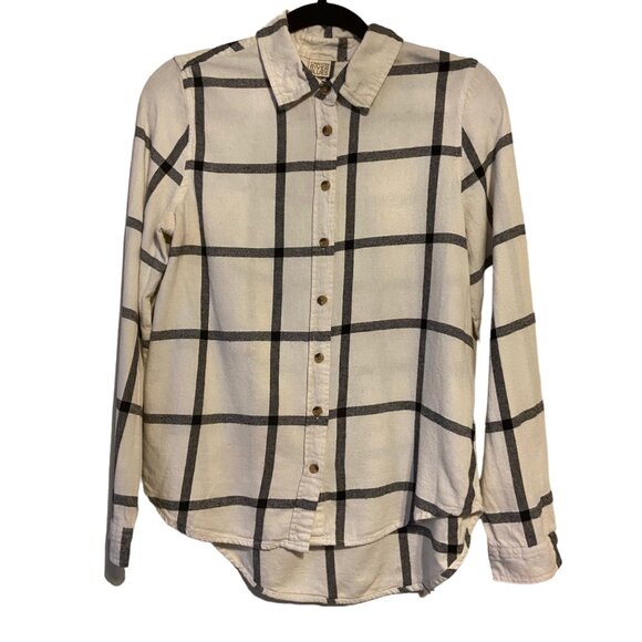 Canyon River Blues Women Top Shirt Button Down Western White Black Small *FLAWED - Picture 1 of 9